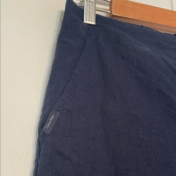 Calvin Klein Linen and Cotton Navy Pants - Picture 4 of 6
